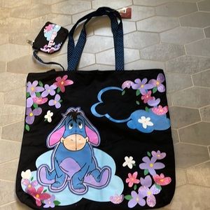 New With Tag Disney Eeyore Tote Bag With Attached Coin Pouch